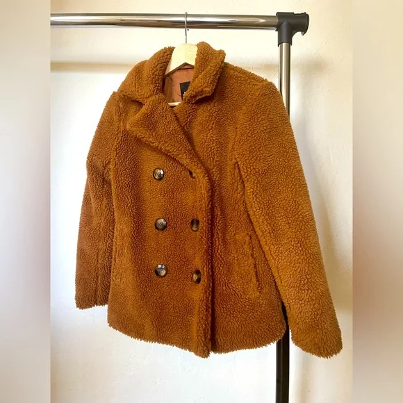 Girl’s Brown Fuzzy Pea Coat 11/12 yrs